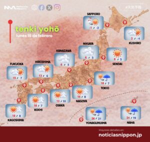 [tenki yohō] lunes 16 de febrero