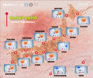 [tenki yohō] martes 17 de febrero