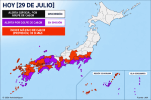 Alerta por netchūshō en 15 prefecturas