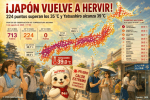 Japón bajo una cúpula de calor