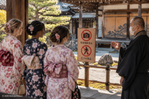 Templo restringe el ingreso con kimono